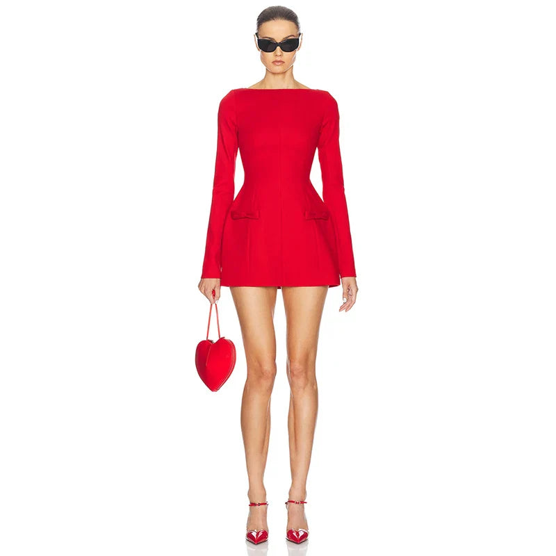 A-line mini dress with bow decoration - Alma