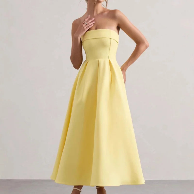 Elegant strapless midi dress - Sandra
