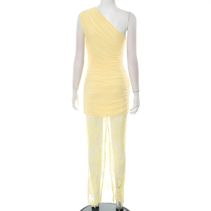 Maxi dress with ruching and lace design - Ameriza