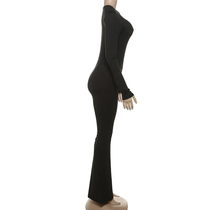 Fitted Jumpsuit with Shaping Fabric, Pedal Pushers, and Zipper Closure - Peyton