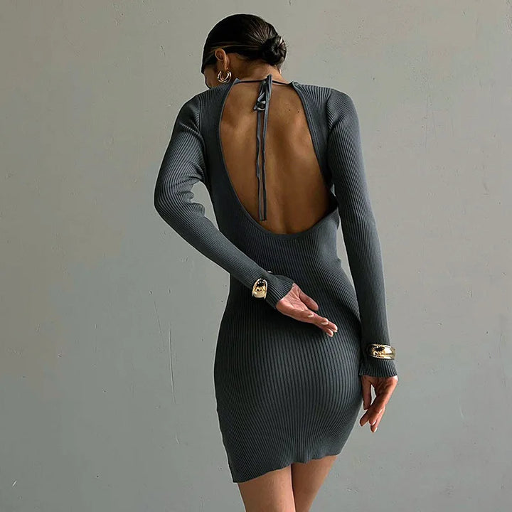Knitted Mini Dress with Open Back - Patricia
