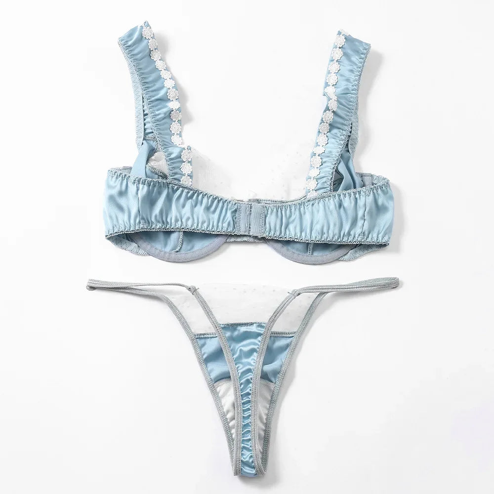 Satin Lingerie Set with Lace Detail - Adaline