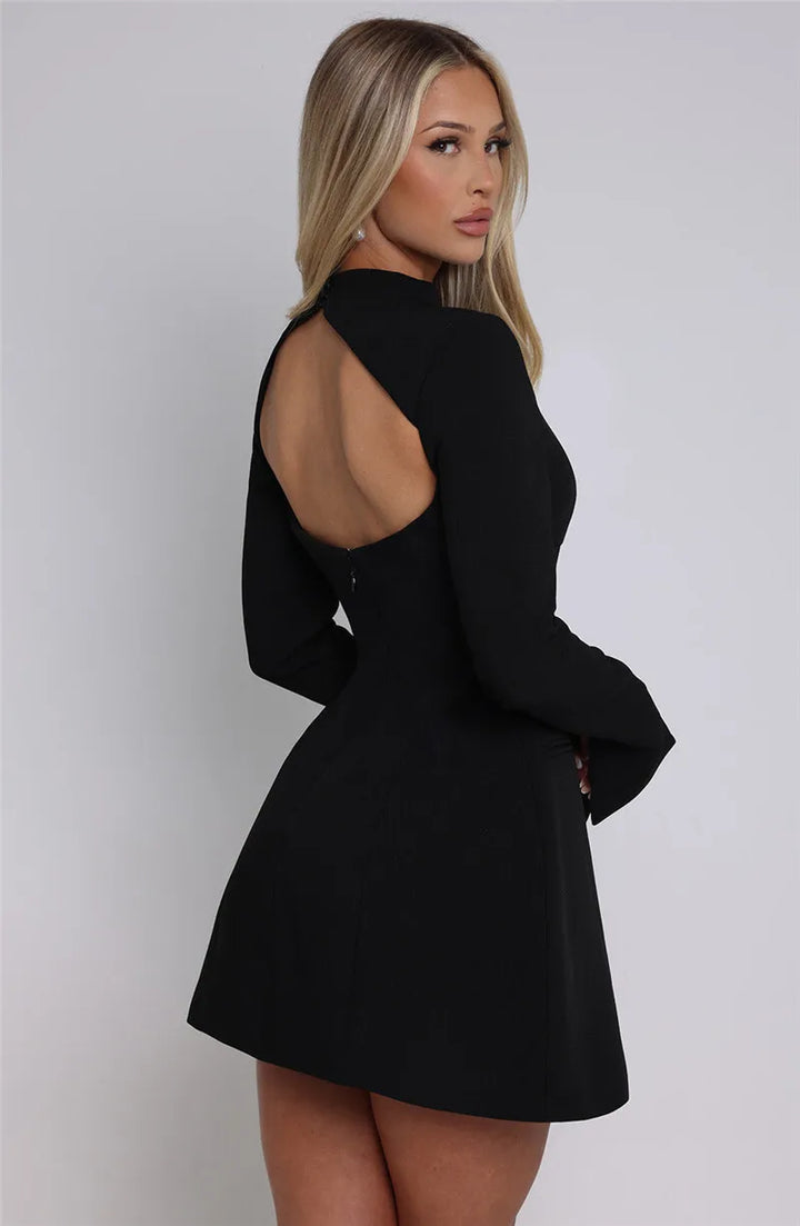 A-line mini dress with pocket decoration - Lady