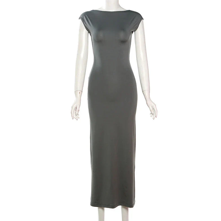 Fitted Maxi Dress with Open Back - Elia