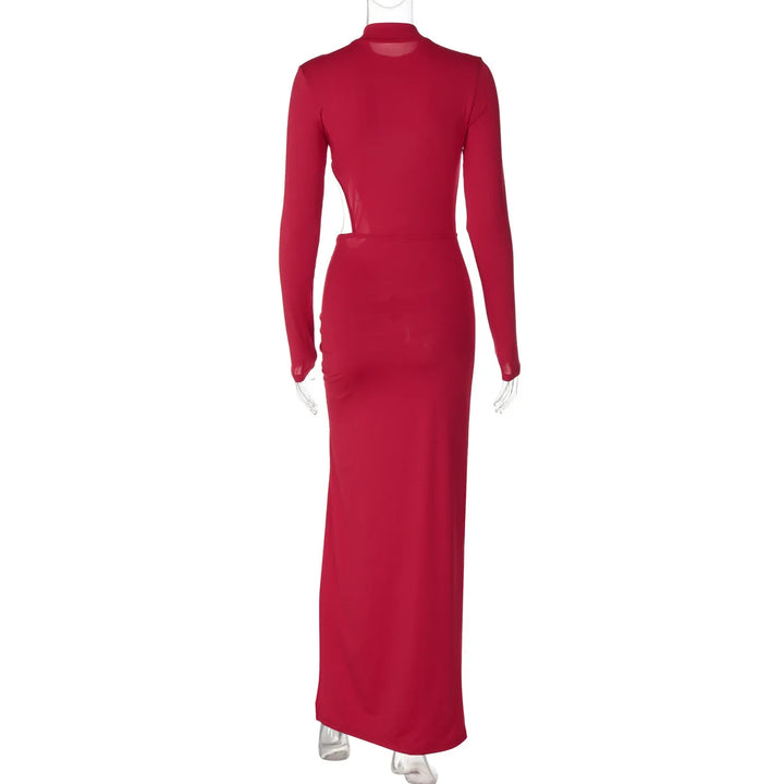 Maxi Dress with Waist Cutout and Deep Slit - Glinda