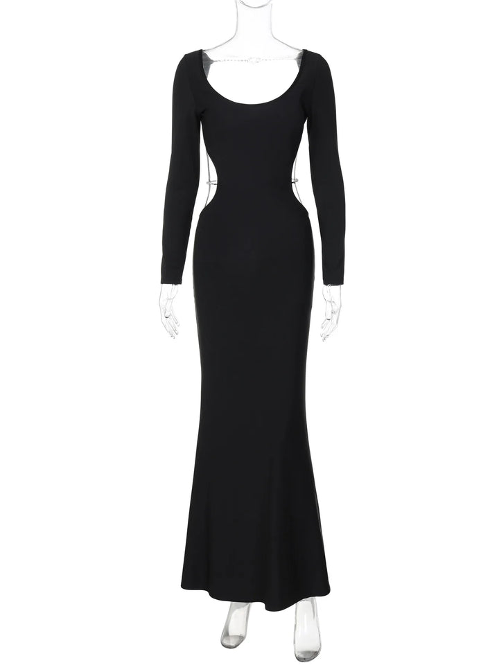 Maxi Dress with Open Back and Waist, Chain Decoration - Denis