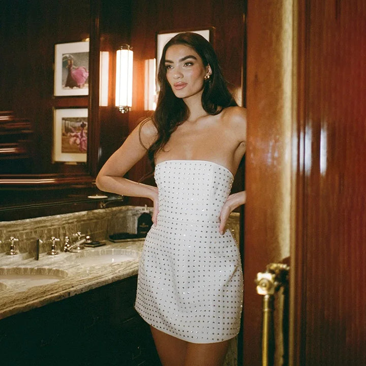 Strapless Mini Dress with Sparkling Sequin Detail - Londyn
