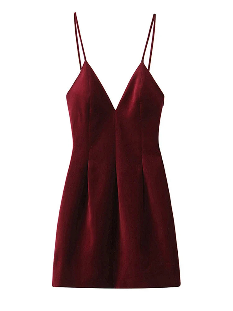 Open Back Velvet Mini Dress - Clart