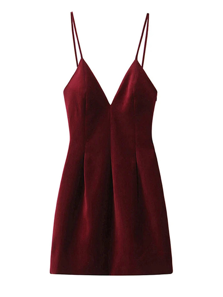 Open Back Velvet Mini Dress - Clart