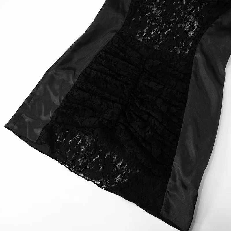 Satin Mini Dress with Lace Decoration and Ruched Design - Leona