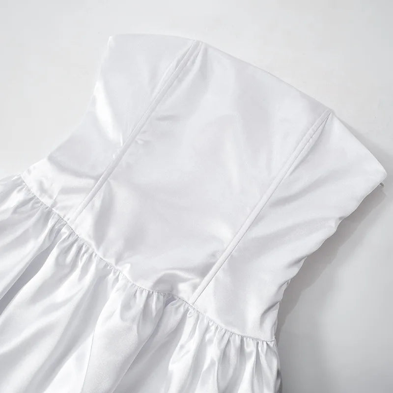 Strapless Satin Mini Dress with Back Ties - Millie