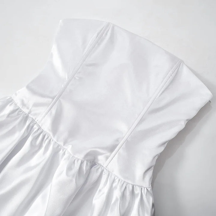 Strapless Satin Mini Dress with Back Ties - Millie