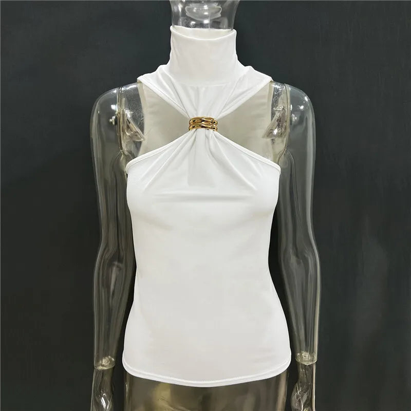 Golf-style tank top with buckle decoration - Moya