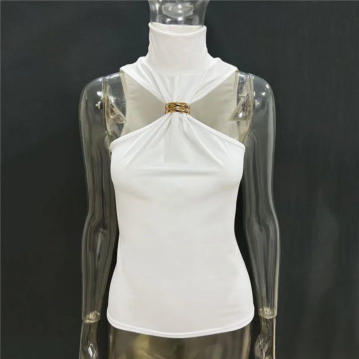 Golf-style tank top with buckle decoration - Moya