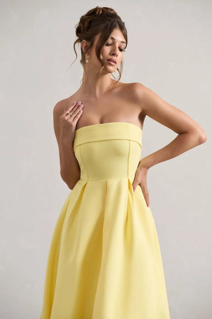 Elegant strapless midi dress - Sandra