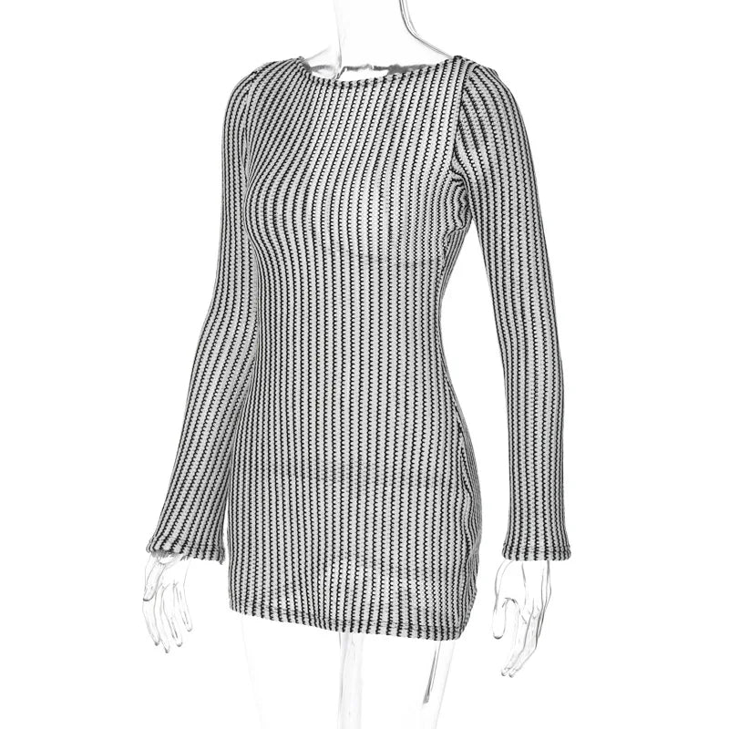 Striped Mini Dress with Open Back - Clara