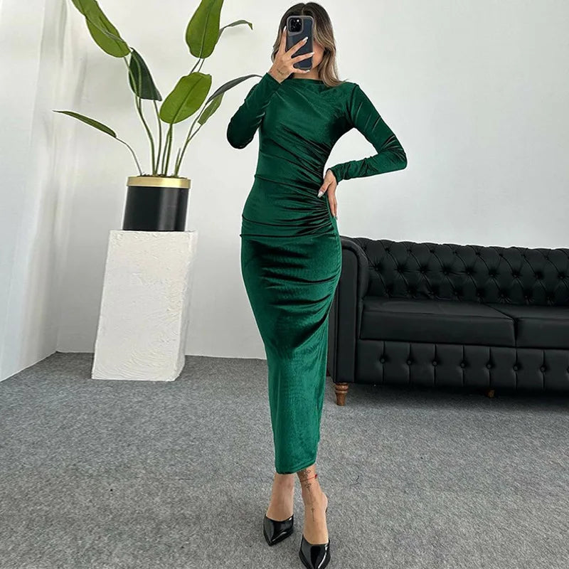 Velvet midi dress - Lorenza