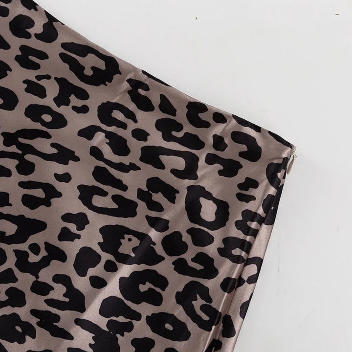 Leopard print satin maxi skirt - TAY