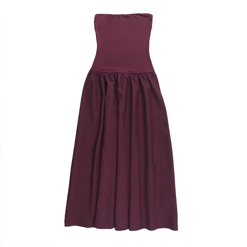 Strapless Maxi Dress with Pockets and A-Line Cut - Indy