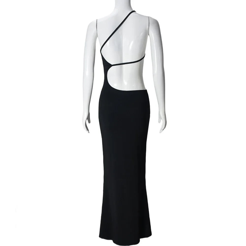 Maxi dress with open back and exposed midriff design - Halsey