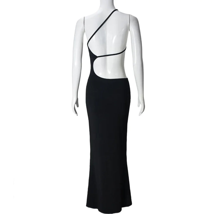 Maxi dress with open back and exposed midriff design - Halsey