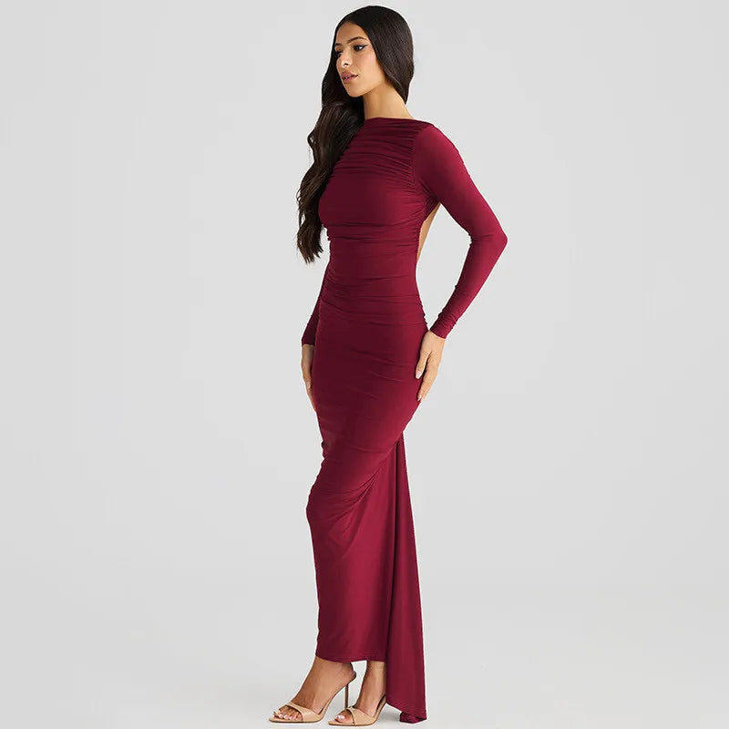 Fitted maxi dress with open back - Kiki