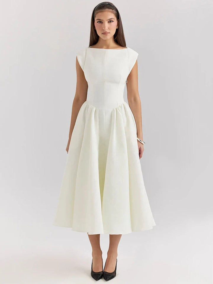 A-Line Midi Dress with Open Back - Rona Lee