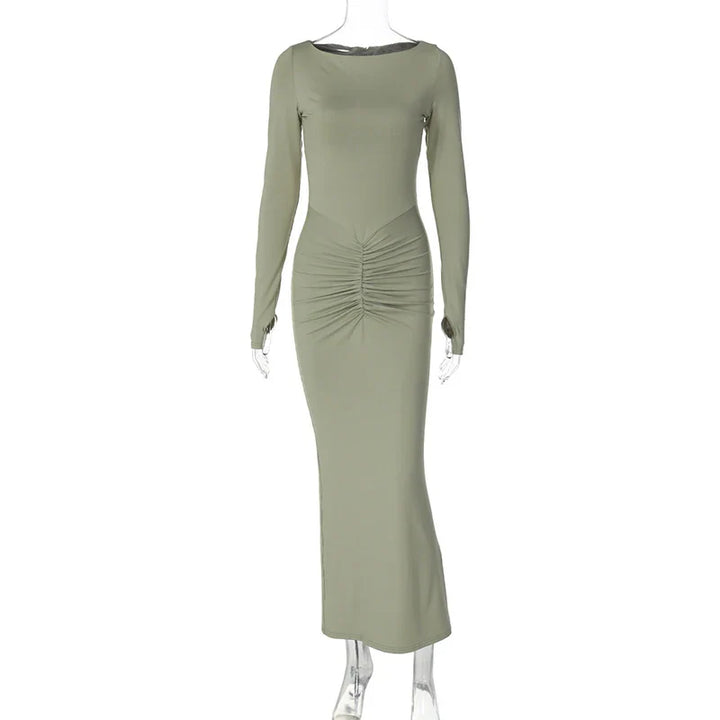 Maxi dress with ruching design - AMALIA