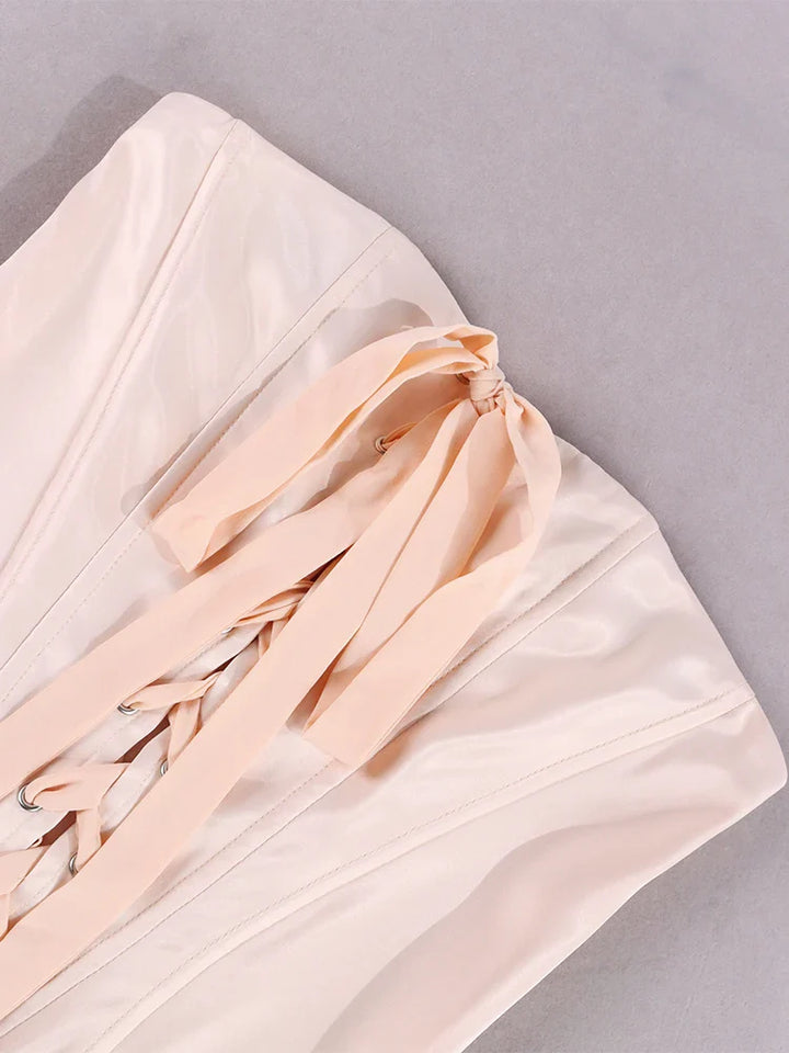 Mini strapless dress with satin corset design - Lilia