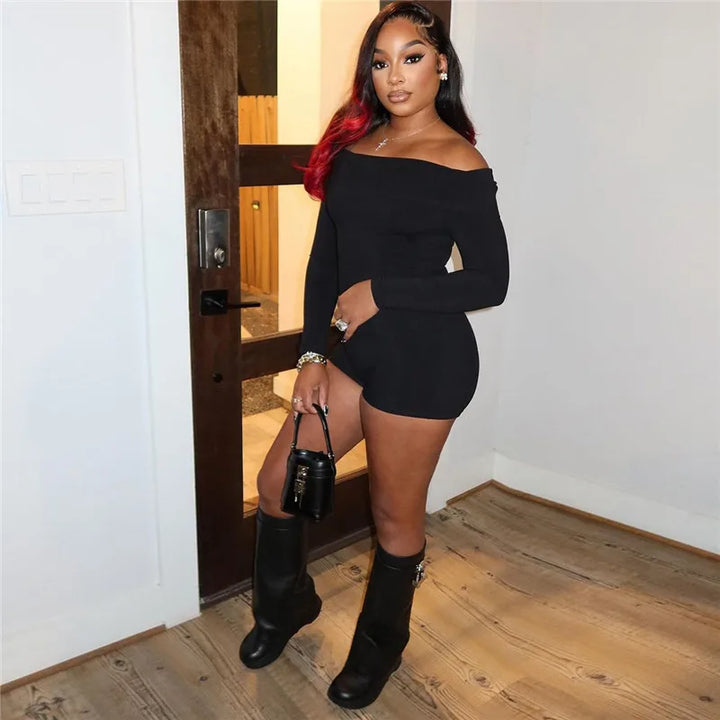 Knitted Off-Shoulder One-Piece Suit - Mai