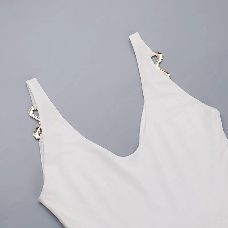 Chiffon Maxi Dress with Buckle Details on Straps - Maria