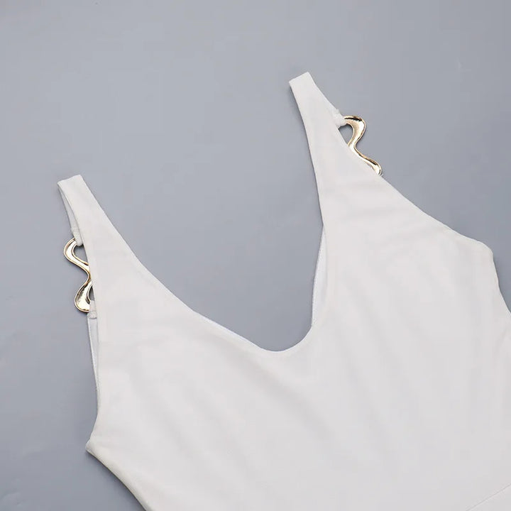 Chiffon Maxi Dress with Buckle Details on Straps - Maria
