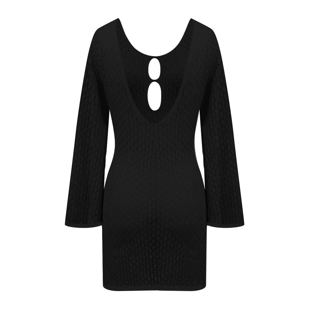 Knitted Mini Beach Dress with Open Back - Keira