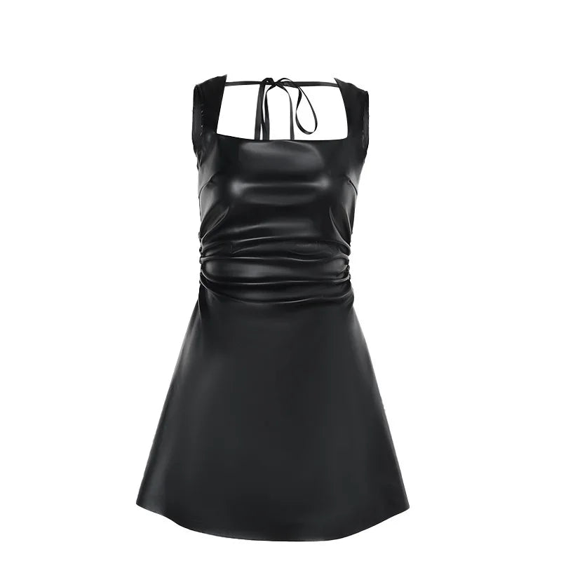 A-Line Faux Leather Mini Dress - Carol