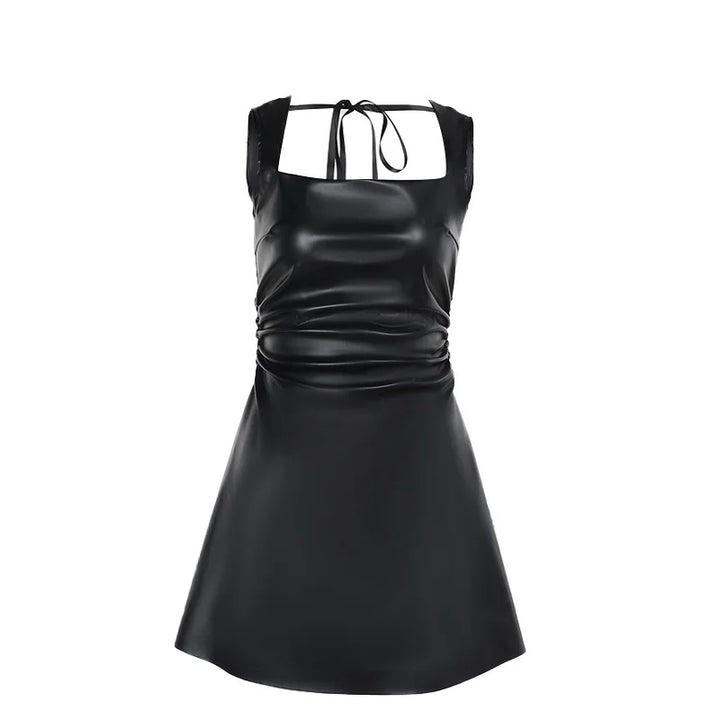 A-Line Faux Leather Mini Dress - Carol