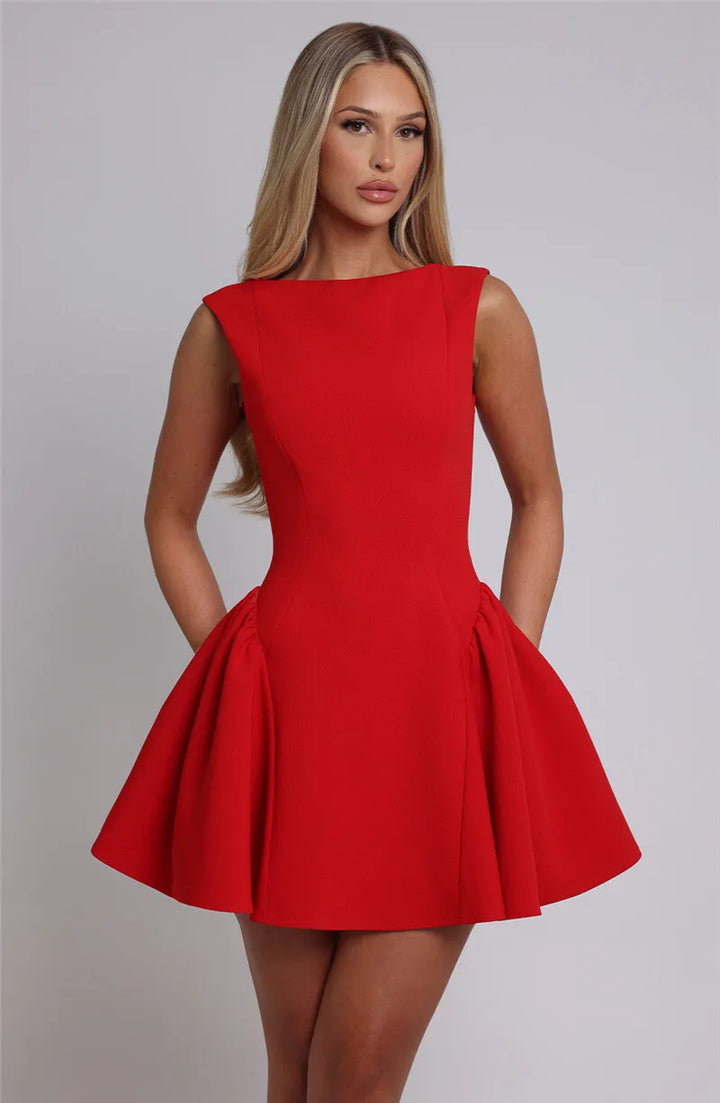 A-Line Mini Dress with Open Back - Mali