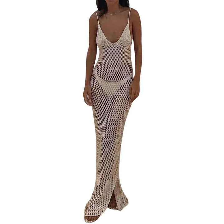 Mesh Maxi Beach Dress with Open Back - Capri