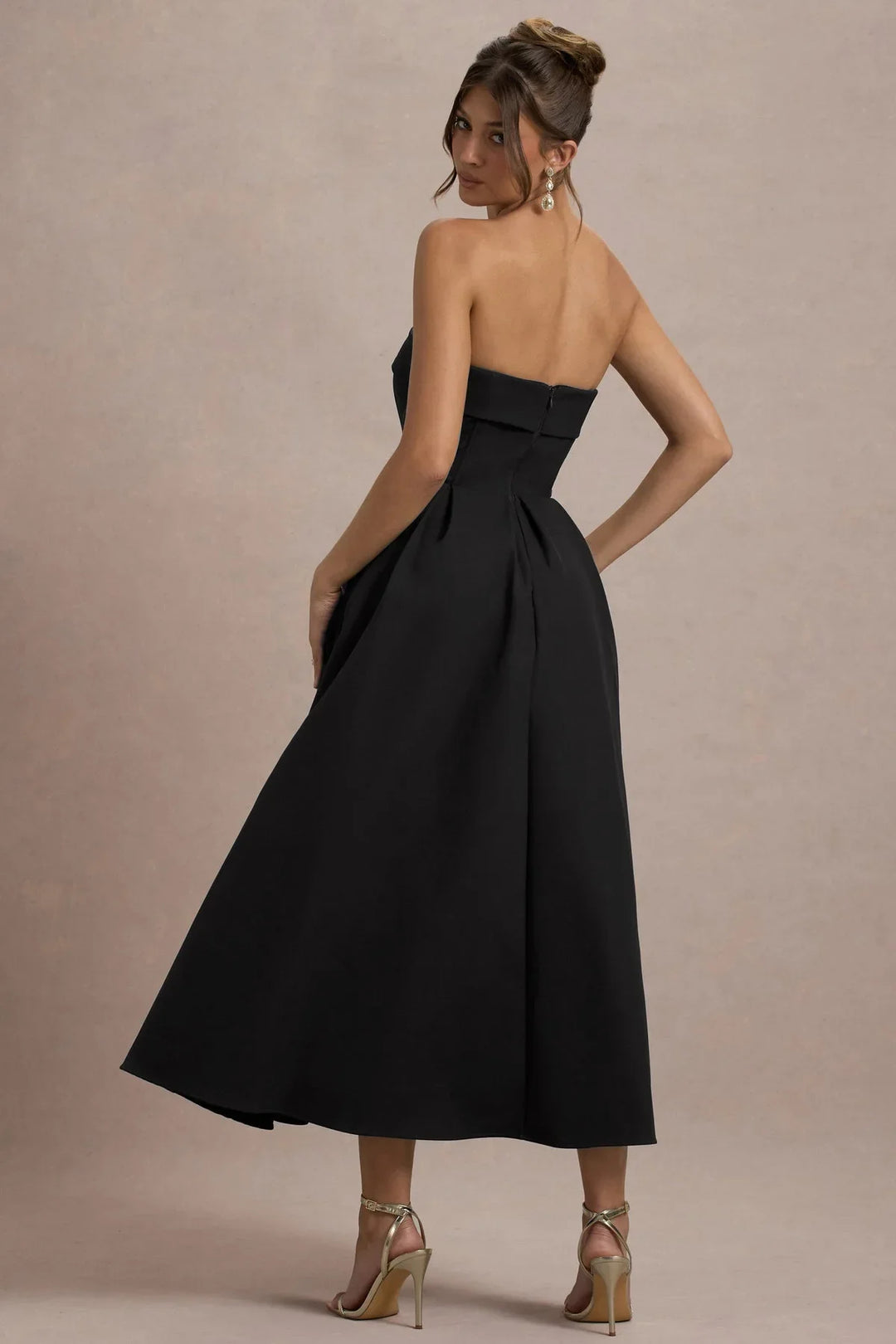 Elegant strapless midi dress - Sandra