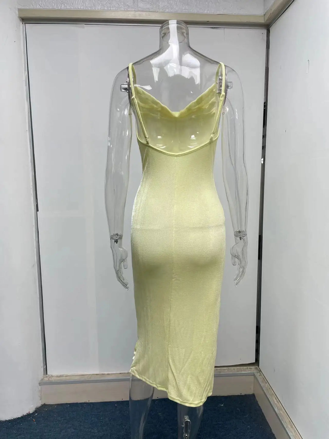 Summer midi knitted dress with slit decoration - Smile