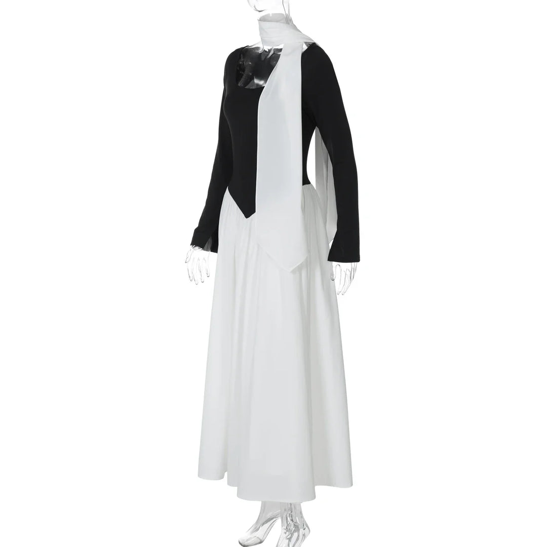 Maxi Dress with Scarf Decoration - NESSIA