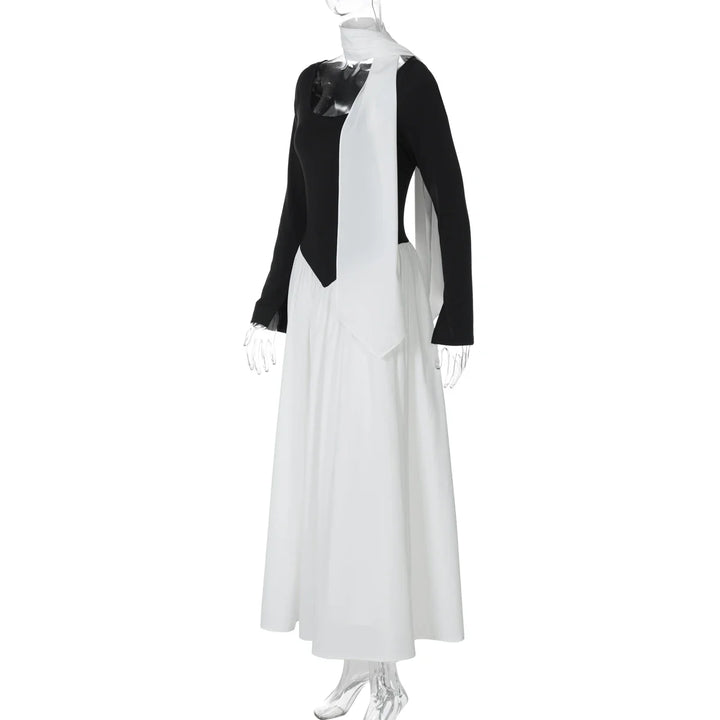 Maxi Dress with Scarf Decoration - NESSIA