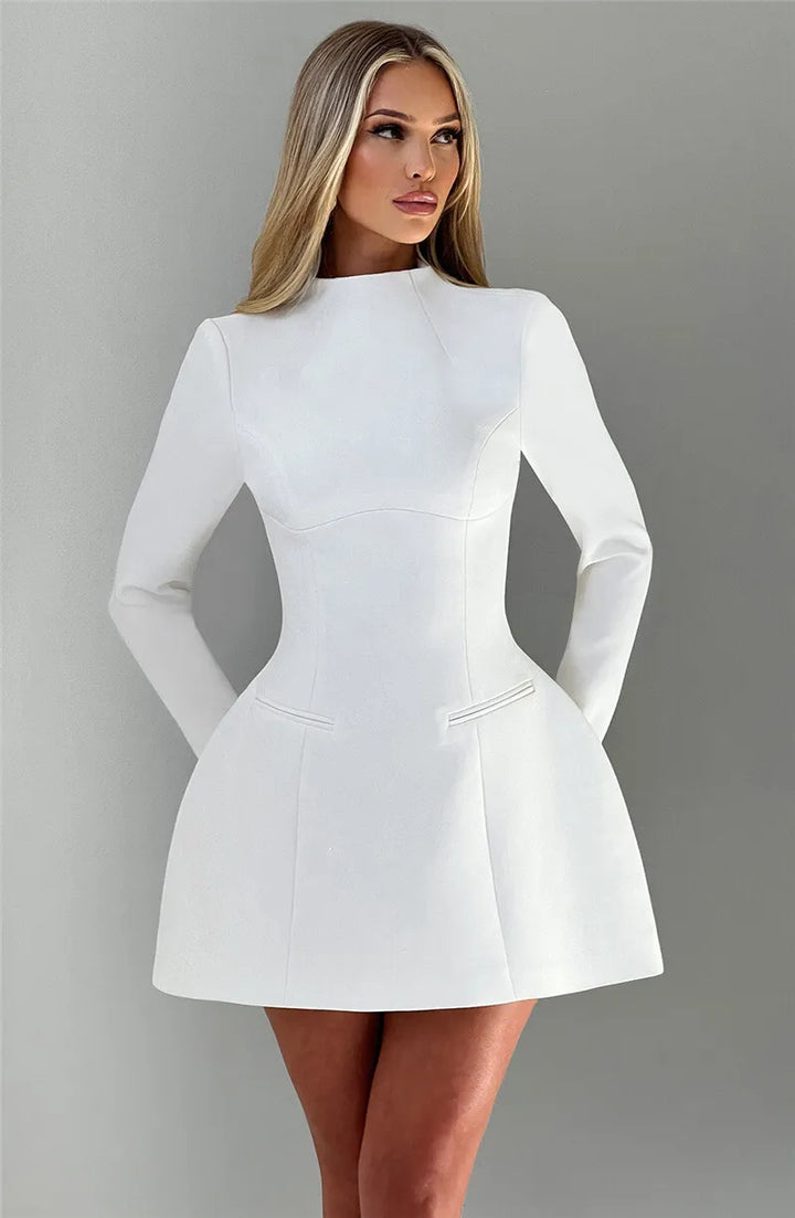 A-line mini dress with pocket decoration - Lady