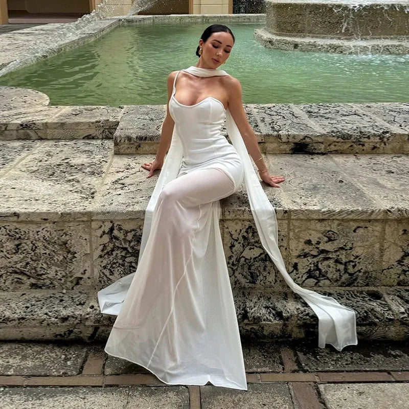 One-Shoulder Chiffon Maxi Dress - Melania