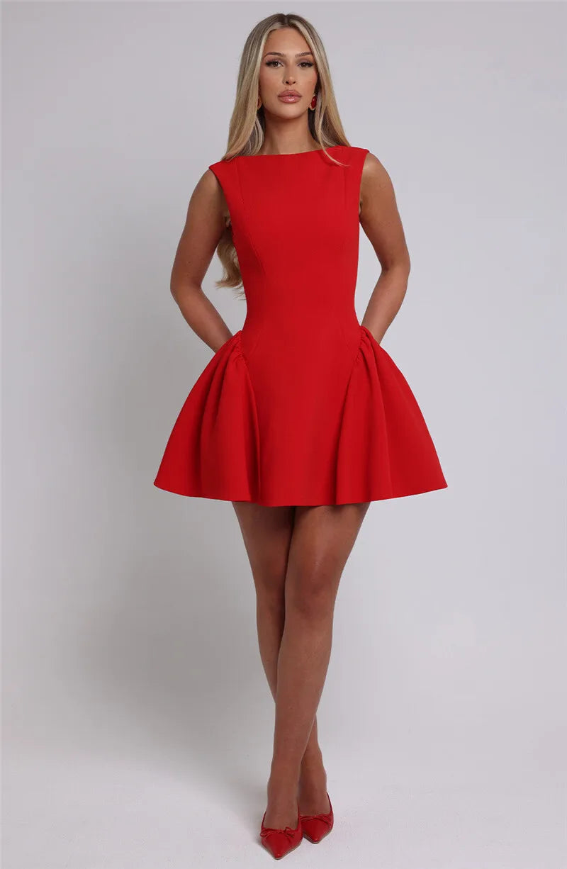 A-Line Mini Dress with Open Back - Mali