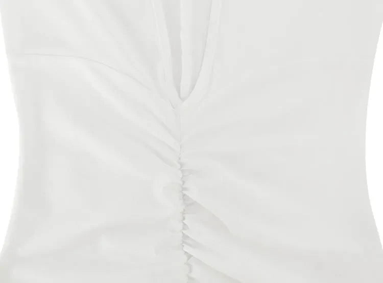 Maxi Dress with Ruching, V-Neckline, Slit, and Off-Shoulder Design - Sylvia