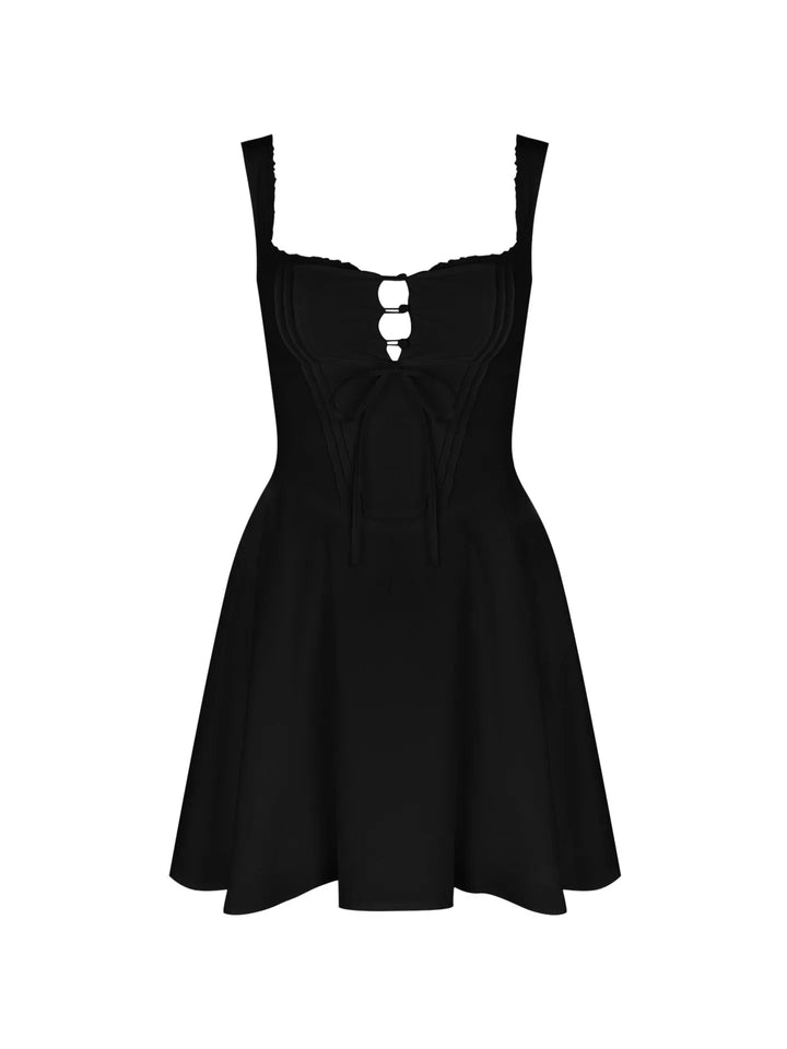 A-line mini dress with button decoration and chest tie - Marom