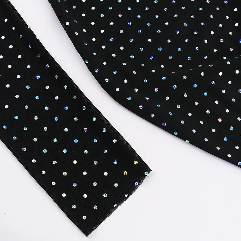Maxi evening dress with sequins, decorated with a tie neckline - Michaela