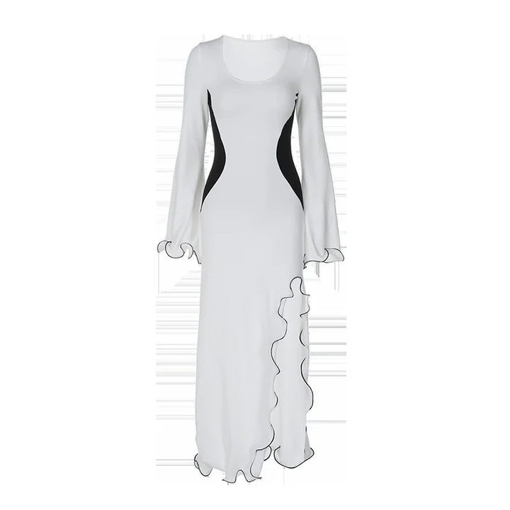 Ruffled maxi dress with slit and bell sleeves design - Georgia