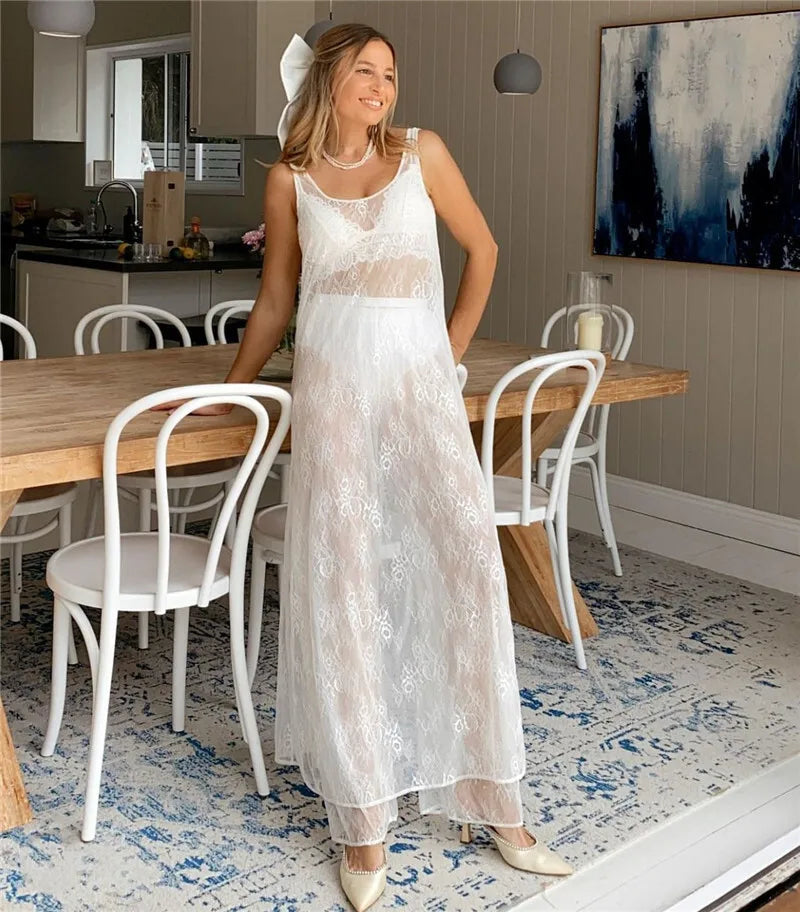 Transparent Lace Maxi Beach Dress - Sasha