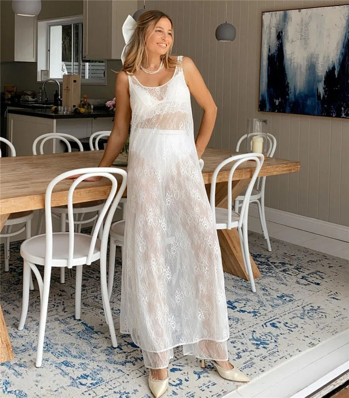 Transparent Lace Maxi Beach Dress - Sasha